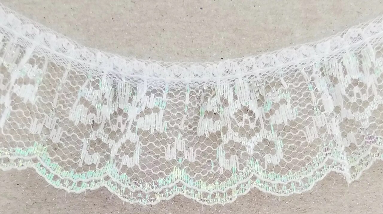 1" Ruffled Gathered Lace Trimming - 12 Continuous Yards! - Color Options!